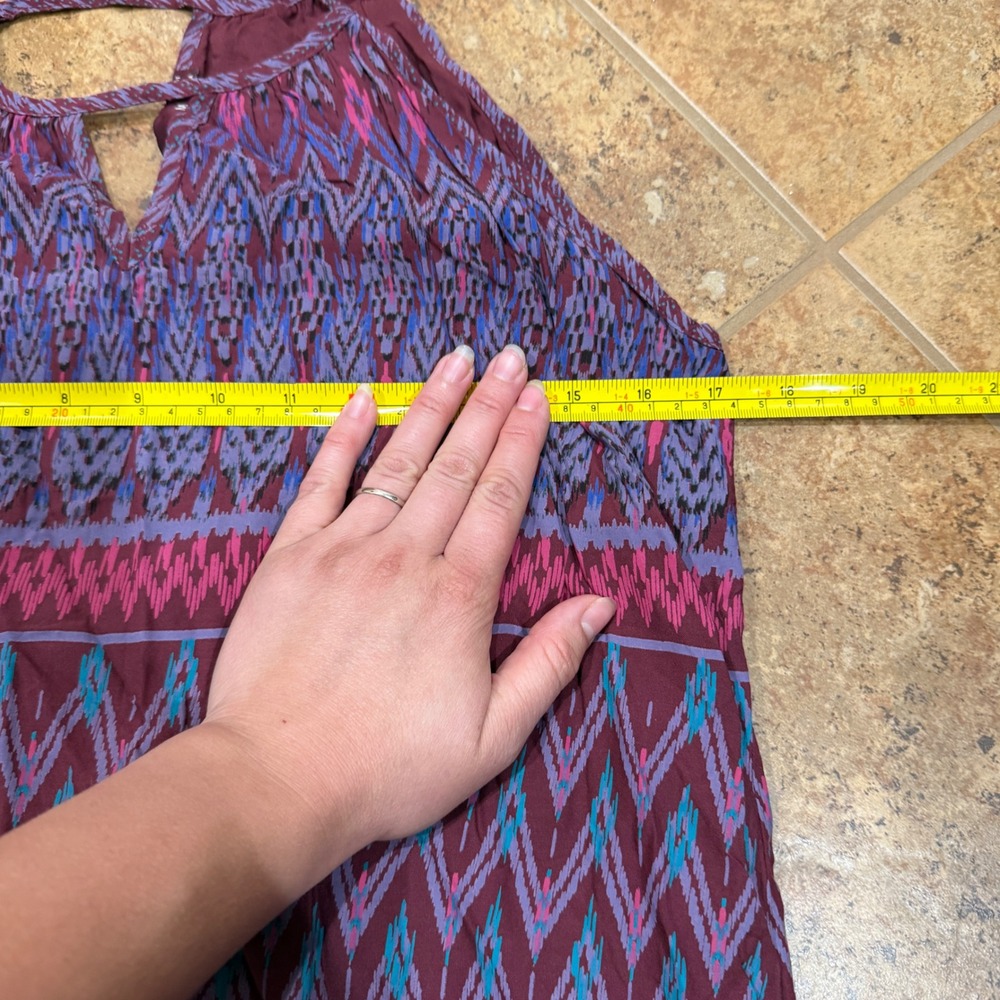 Prana Nari Dress Black Cherry Laurel Purple Ikat Halter Women Medium M Beachy - Picture 5 of 10